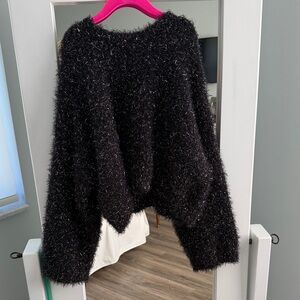 Art class black and silver Cozy Black Fuzzy Sweater